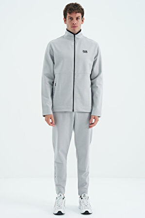 Gri Dik Yaka Gizli Cep Detaylı Standart Kalıp Erkek Eşofman Takım - 85209 | XL