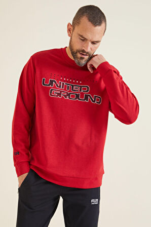 Rufus Kırmızı O Yaka Erkek Sweatshirt - 88127 | S