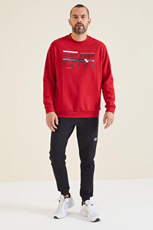 Urien Kırmızı Baskılı Erkek Sweatshirt - 88129 | S