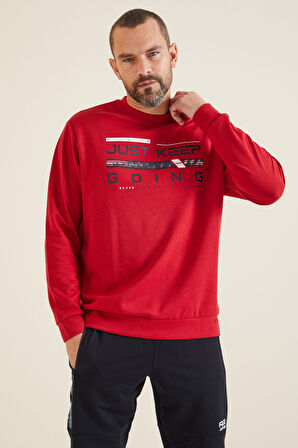 Urien Kırmızı Baskılı Erkek Sweatshirt - 88129 | S