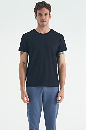 Lacivert O Yaka Standart Kalıp Basic Erkek T-Shirt - 88245 | S