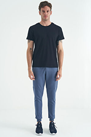 Lacivert O Yaka Standart Kalıp Basic Erkek T-Shirt - 88245 | XXL