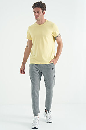 Sarı O Yaka Standart Kalıp Basic Erkek T-Shirt - 88245 | XXL