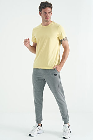 Sarı O Yaka Standart Kalıp Basic Erkek T-Shirt - 88245 | XXL