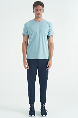 Açık Mavi O Yaka Standart Kalıp Basic Erkek T-Shirt - 88245 | S