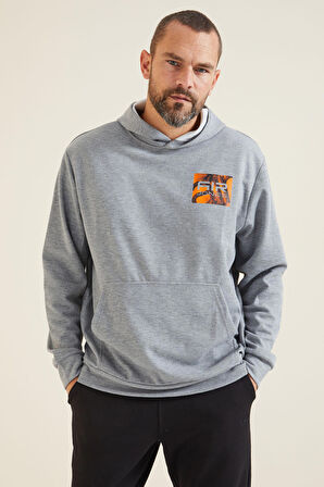 Keene Gri Melanj Kapüşonlu Erkek Sweatshirt - 88133 | XXL