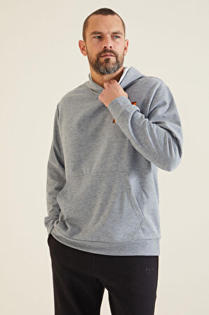 Keene Gri Melanj Kapüşonlu Erkek Sweatshirt - 88133 | XXL