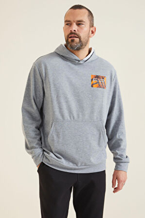 Keene Gri Melanj Kapüşonlu Erkek Sweatshirt - 88133 | XXL