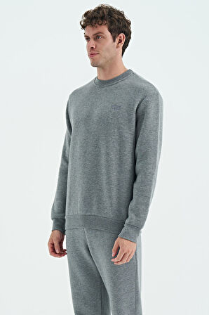 Omar Gri Melanj Şardonlu Erkek Sweatshirt - 88137