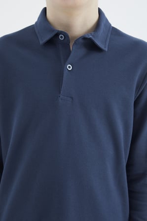 İndigo Polo Yaka Basic Uzun Kollu Erkek Çocuk T-Shirt - 11170