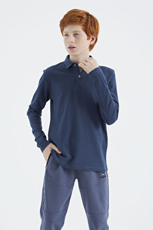 İndigo Polo Yaka Basic Uzun Kollu Erkek Çocuk T-Shirt - 11170