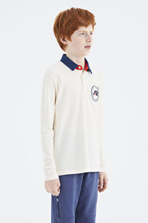 Ekru Polo Yaka Erkek Çocuk T-Shirt - 11172 | 11-12 Yaş
