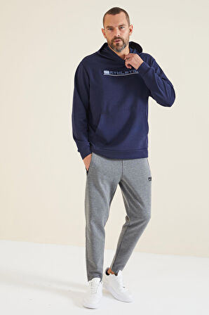 Pierce İndigo Kapüşonlu Erkek Sweatshirt - 88132 | S