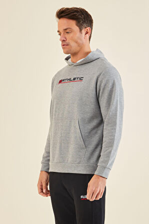 Pierce Gri Melanj Kapüşonlu Erkek Sweatshirt - 88132 | S