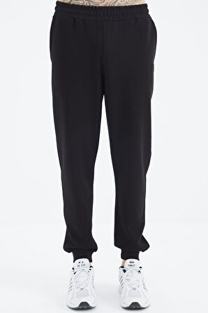 Siyah Bağcıklı  Dar Paça Erkek Eşofman Alt - 84999 | XXL