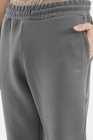 Koyu Gri Bağcıklı  Dar Paça Erkek Eşofman Alt - 84999 | S