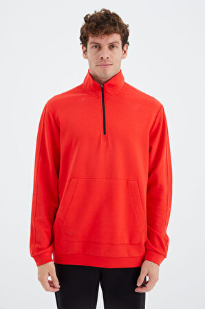 Fiesta Dik Yaka Yarım Fermuarlı Cep Detaylı Erkek Sweatshirt - 88278 | M