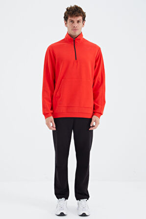 Fiesta Dik Yaka Yarım Fermuarlı Cep Detaylı Erkek Sweatshirt - 88278 | M