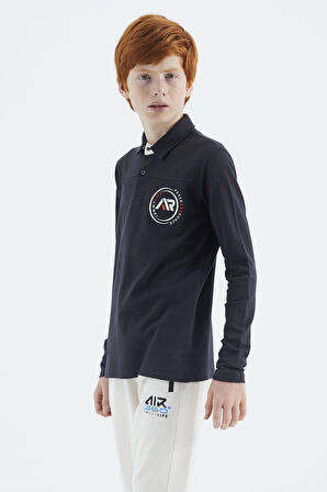 Lacivert Polo Yaka Erkek Çocuk T-Shirt - 11172 | 7-8 Yaş