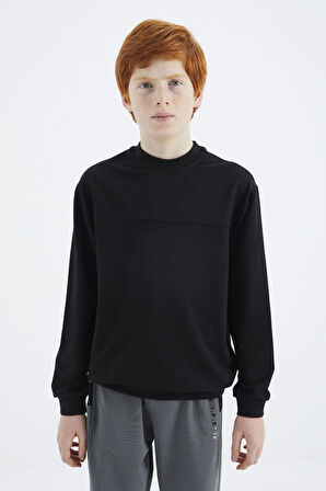 Siyah Basic Erkek Çocuk Sweatshirt - 11173 | 8-9
