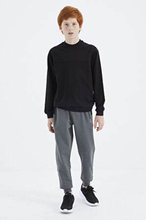 Siyah Basic Erkek Çocuk Sweatshirt - 11173 | 8-9