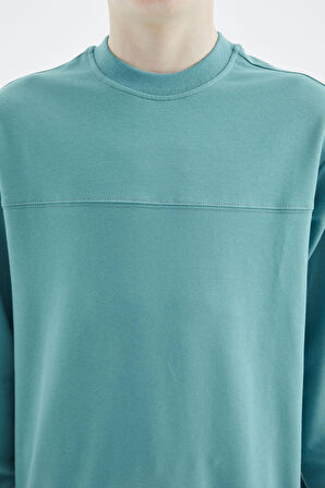 Deniz Yeşili Basic Erkek Çocuk Sweatshirt - 11173