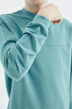 Deniz Yeşili Basic Erkek Çocuk Sweatshirt - 11173