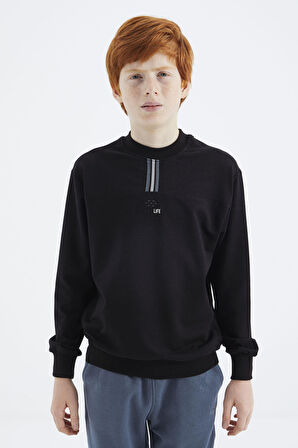 Siyah O Yaka Erkek Çocuk Sweatshirt - 11178 | 7-8