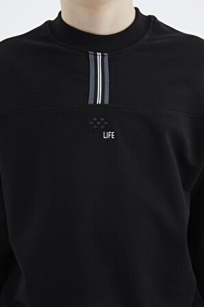 Siyah O Yaka Erkek Çocuk Sweatshirt - 11178 | 7-8