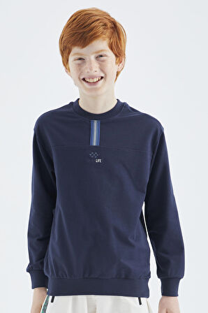 İndigo O Yaka Erkek Çocuk Sweatshirt - 11178