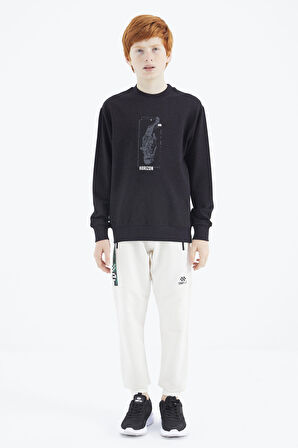 Siyah Baskılı Erkek Çocuk Sweatshirt - 11174 | 7-8