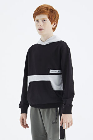 Siyah Standart Kalıp Erkek Çocuk Sweatshirt - 11179 | 8-9