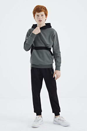 Haki Standart Kalıp Erkek Çocuk Sweatshirt - 11179 | 7-8