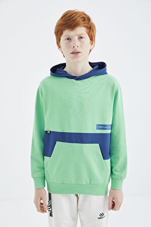 Su Yeşili Standart Kalıp Erkek Çocuk Sweatshirt - 11179 | 8-9
