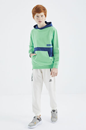 Su Yeşili Standart Kalıp Erkek Çocuk Sweatshirt - 11179 | 8-9