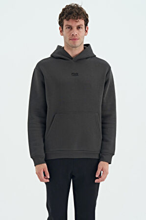 Haki Kapüşonlu Kanguru Cepli Şardonlu Rahat Kalıp Erkek Sweatshirt - 88138 | S