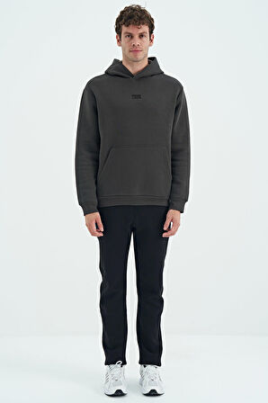 Haki Kapüşonlu Kanguru Cepli Şardonlu Rahat Kalıp Erkek Sweatshirt - 88138 | S