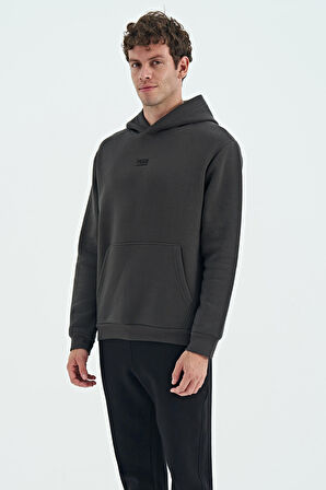 Haki Kapüşonlu Kanguru Cepli Şardonlu Rahat Kalıp Erkek Sweatshirt - 88138 | S