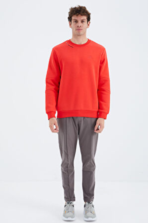 Fiesta O Yaka Kol Şerit Detaylı Basic Rahat Kalıp Erkek Sweatshirt - 88293 | S