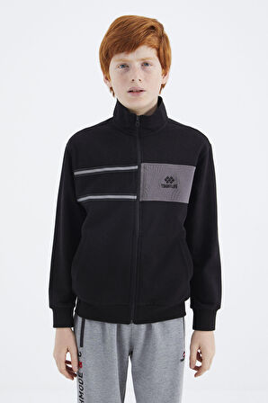 Siyah Dik Yaka Erkek Çocuk Sweatshirt - 11183 | 8-9