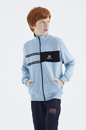 Açık Mavi Dik Yaka Erkek Çocuk Sweatshirt - 11183 | 10-11