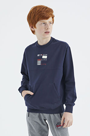 İndigo Baskılı Erkek Çocuk Sweatshirt - 11175