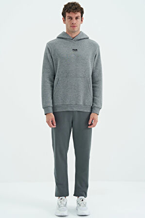 Haki Fermuar Cepli Bağcıklı Lastikli Bel Şardonlu Erkek Eşofman Alt - 84942 | XL