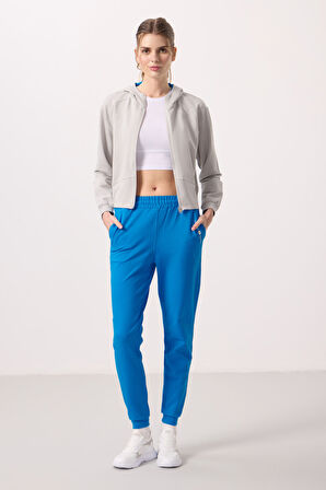 Taş-Saks Kapüşonlu Fermuarlı Oversize Kadın Eşofman Takım - 95328