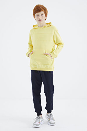 Sarı Kapüşonlu Basic Erkek Çocuk Sweatshirt - 11181 | 12-13