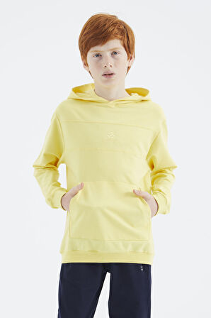 Sarı Kapüşonlu Basic Erkek Çocuk Sweatshirt - 11181 | 12-13