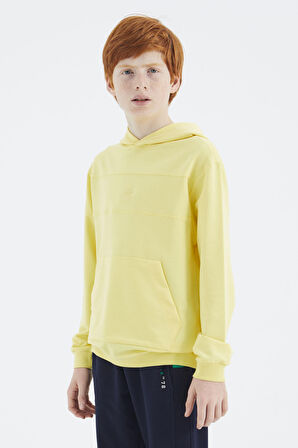 Sarı Kapüşonlu Basic Erkek Çocuk Sweatshirt - 11181 | 12-13