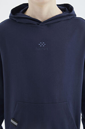 İndigo Kapüşonlu Erkek Çocuk Sweatshirt - 11177