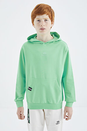 Su Yeşili Kapüşonlu Erkek Çocuk Sweatshirt - 11177 | 7-8