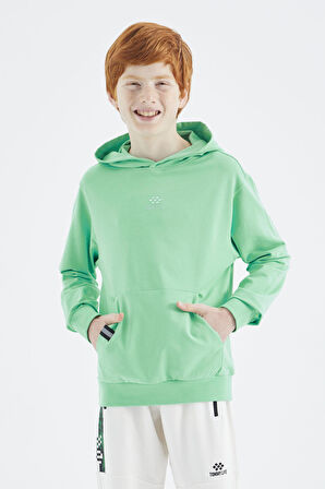 Su Yeşili Kapüşonlu Erkek Çocuk Sweatshirt - 11177 | 7-8